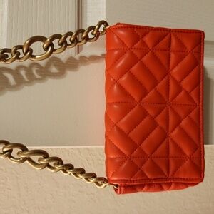 Zara Quilted Orange Shoulder Bag EUC